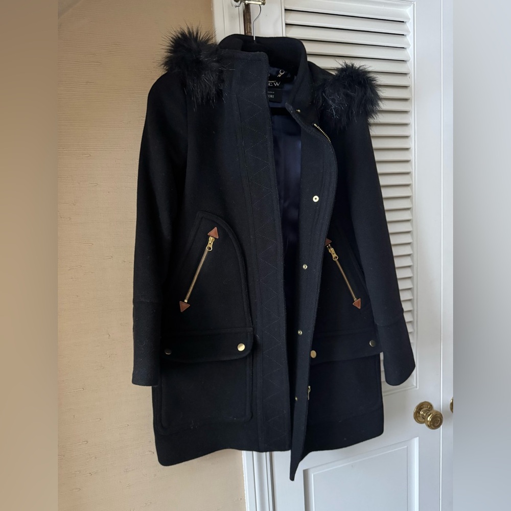 J. Crew Stadium Cloth Wool Jacket by Nello Gori Black Size 0
